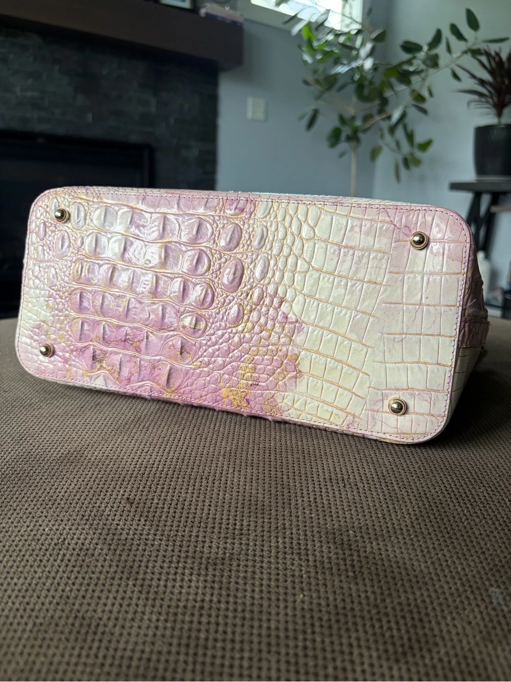 Brahmin Croc-Embossed Satchel Lilac Duxbury Satchel - Picture 3 of 10